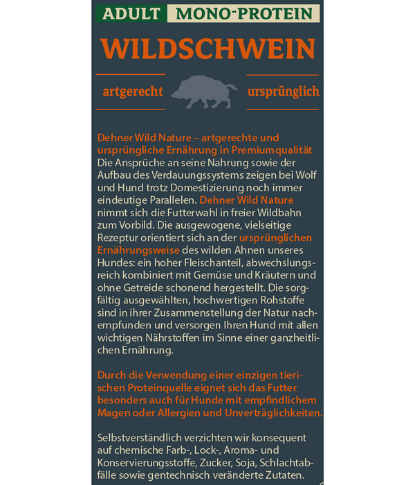 Dehner Wild Nature Nassfutter für Hunde Mono-Protein Adult, Wildschwein, 5 x 500 g