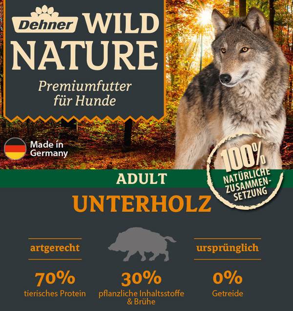 Dehner Wild Nature Nassfutter für Hunde Unterholz Adult, 150 g