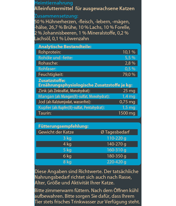 Dehner Wild Nature Nassfutter für Katzen Gebirgssee Adult, Lachs & Forelle, 85 g