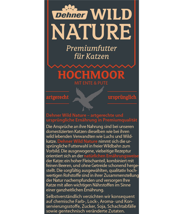 Dehner Wild Nature Nassfutter für Katzen Hochmoor Adult, Ente & Pute, 16 x 85 g
