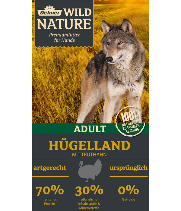 Dehner Wild Nature Trockenfutter für Hunde Hügelland, Adult, Truthahn
