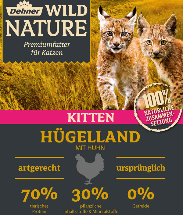 Dehner Wild Nature Trockenfutter für Katzen Hügelland Kitten, Huhn