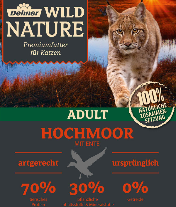 Dehner Wild Nature Trockenfutter für Katzen Hochmoor Adult, Ente