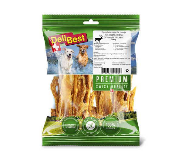 DeliBest Premium Hundesnack Hirschsehnen lang, 200 g