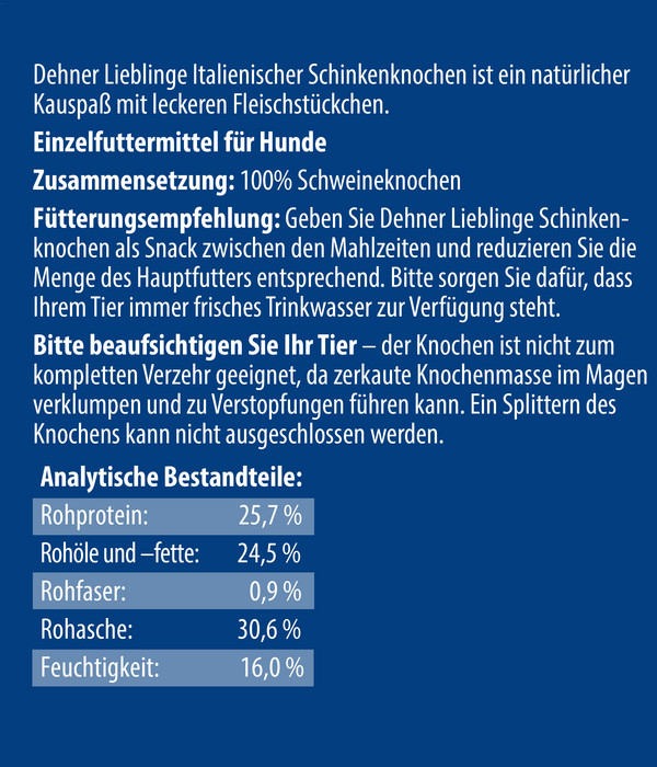 Dehner Lieblinge Hundesnack Schinkenknochen klein, 180 g