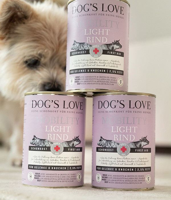 DOG'S LOVE Nassfutter für Hunde Schonkost Mobility Light Rind, Adult, 6 x 400 g