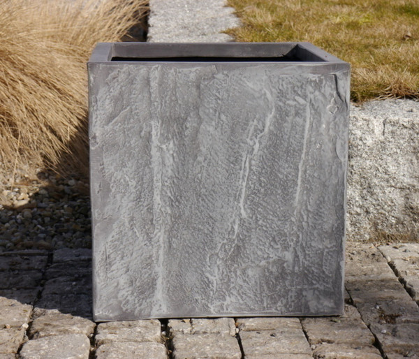 Eastwest Fiberglas-Pflanzkübel Rocks, quadratisch, grau