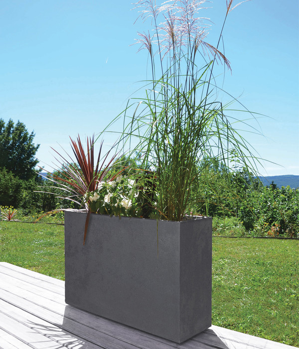 EDA Kunststoff-Blumenkasten Basalt Loft L, rechteckig, anthrazit, ca. B78,5/H60/T29,5 cm