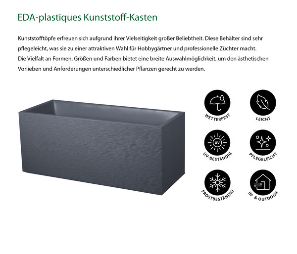 EDA Kunststoff-Kasten Graphit, anthrazit, ca. B99,5/H43,5/T39,5 cm