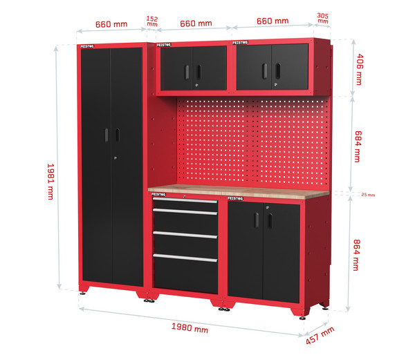 FEISTOS Werkzeugschrank Juno 2, ca. B198/H198/T45,7 cm