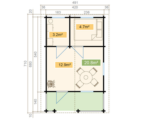 Lasita Maja Ferienhaus Elba, ca. B487,2/H265,2/T710 cm