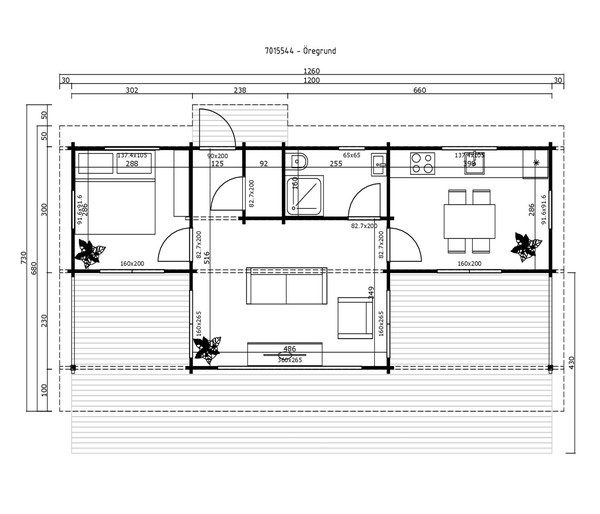 Lasita Maja Ferienhaus Öregrund, ca. B1260/H312,8/T730 cm