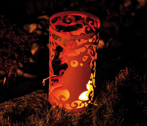 Ferrum Rost-Windlicht Eule, ca. H43 cm