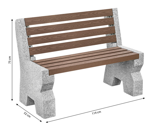 Dehner Granit-Gartenbank, 2-Sitzer, ca. B114/H75/T52 cm