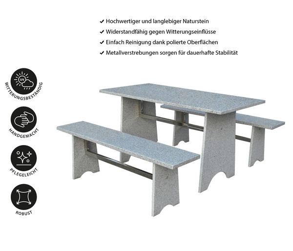 Gartenmöbel-Set aus Granit, 3-teilig