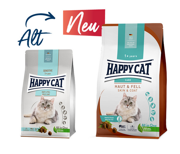 Happy Cat Trockenfutter für Katzen Care Haut & Fell