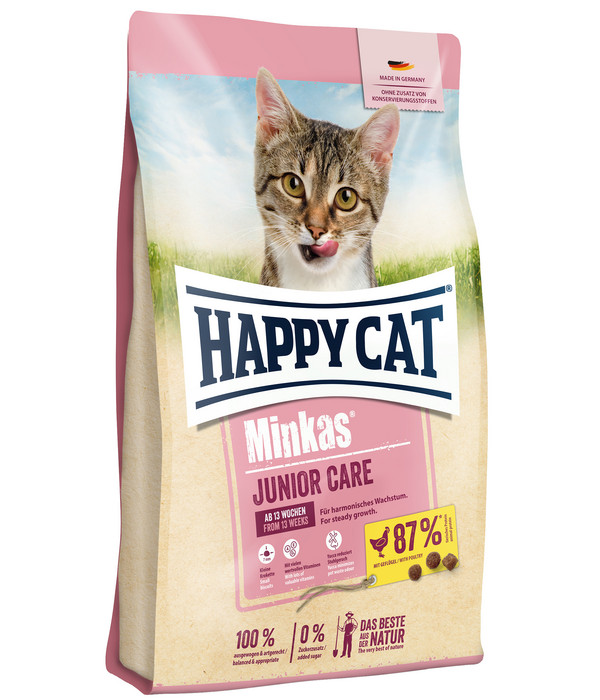 Happy Cat Trockenfutter für Katzen Minkas Junior Care, Geflügel, 10 kg