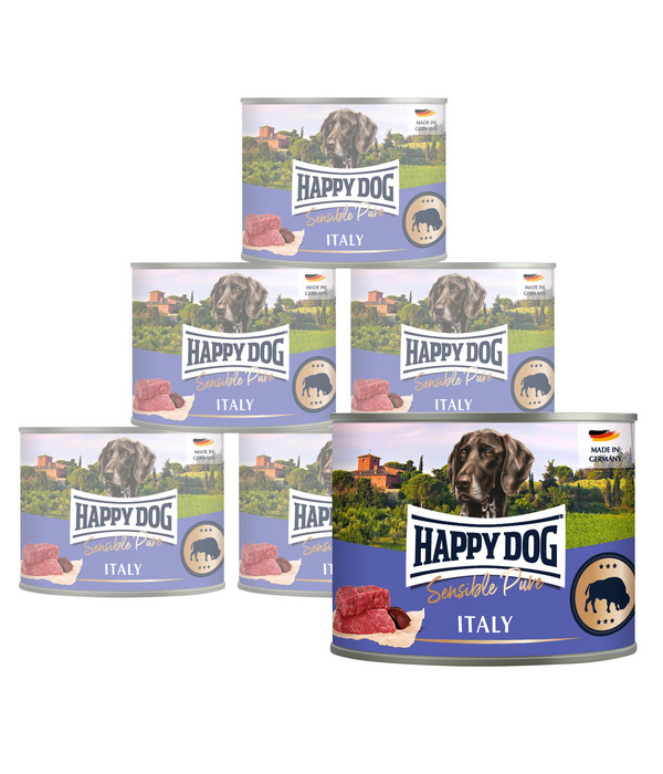 Happy Dog Nassfutter für Hunde Sensible Pure, Adult, 6 x 200 g