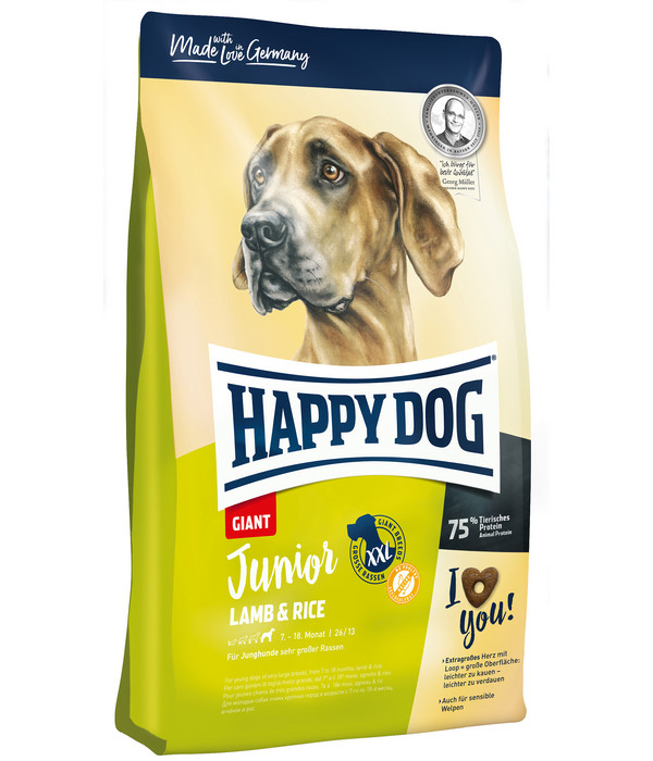 Happy Dog Trockenfutter für Hunde Giant Junior, Lamm & Reis, 15 kg