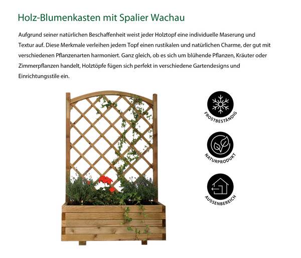 Holz-Blumenkasten mit Spalier Wachau, B90/H140/T40 cm