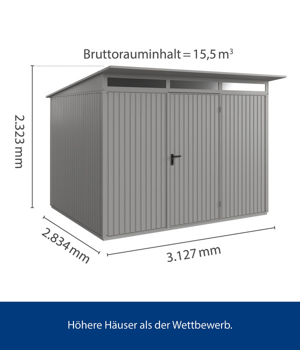 Hörmann Berry-Gerätehaus Classic-P Typ 3, ca. B312,7/H232,3/T283,4 cm