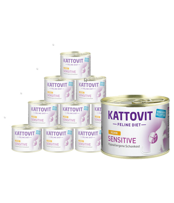 KATTOVIT Feline Diet Nassfutter für Katzen Sensitive, 12 x 185 g