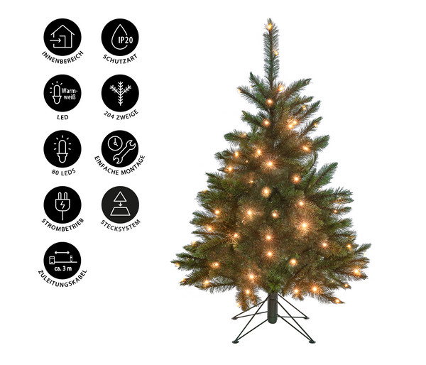 Künstlicher LED-Weihnachtsbaum Bristlecone, ca. H120 cm