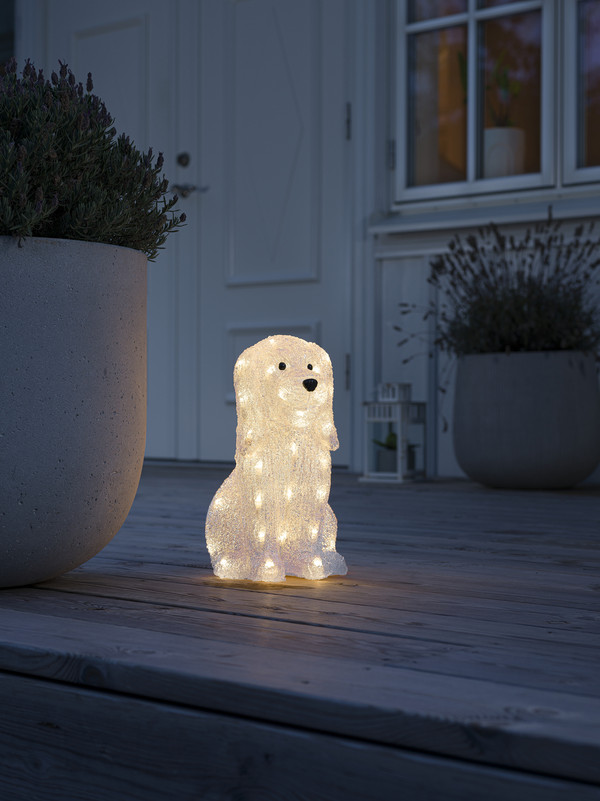 Konstsmide LED Acryl-Hund sitzend, warmweiß, ca. B26/H31/T18 cm