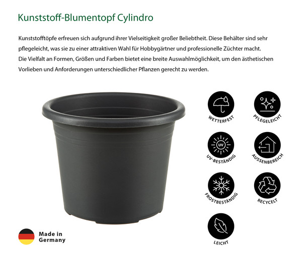 Dehner Kunststoff-Blumentopf Cylindro, rund