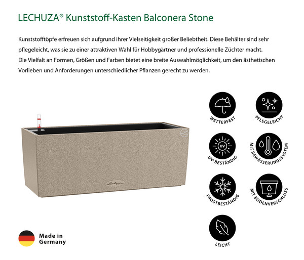 LECHUZA® Kunststoff-Kasten Balconera Stone, eckig