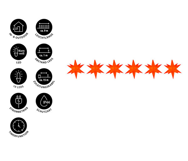 HGD LED-Sternenhänger, 10 LEDs, warmweiß