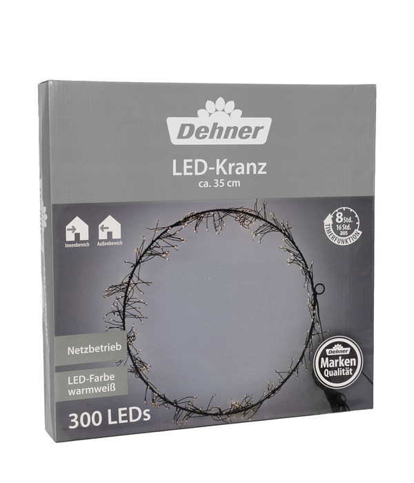 Dehner LED-Kranz, 300 LEDs, warmweiß, ca. Ø35 cm