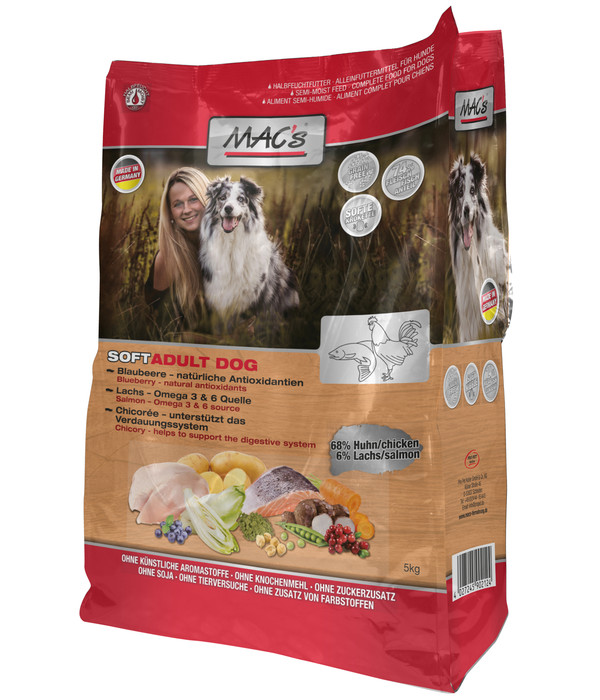 MAC's DOG Trockenfutter für Hunde Soft Adult, getreidefrei, Huhn & Lachs