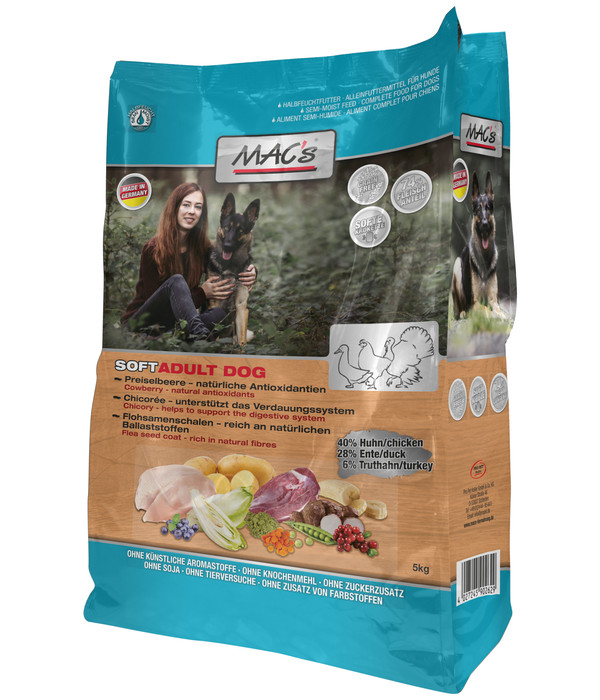 MAC's DOG Trockenfutter für Hunde Soft Adult, getreidefrei, Huhn, Ente & Truthahn