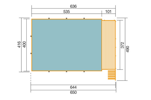 Weka Massivholzpool 595 Gr. 2, ca. B650/H201/T490 cm, Folie Hellgrau