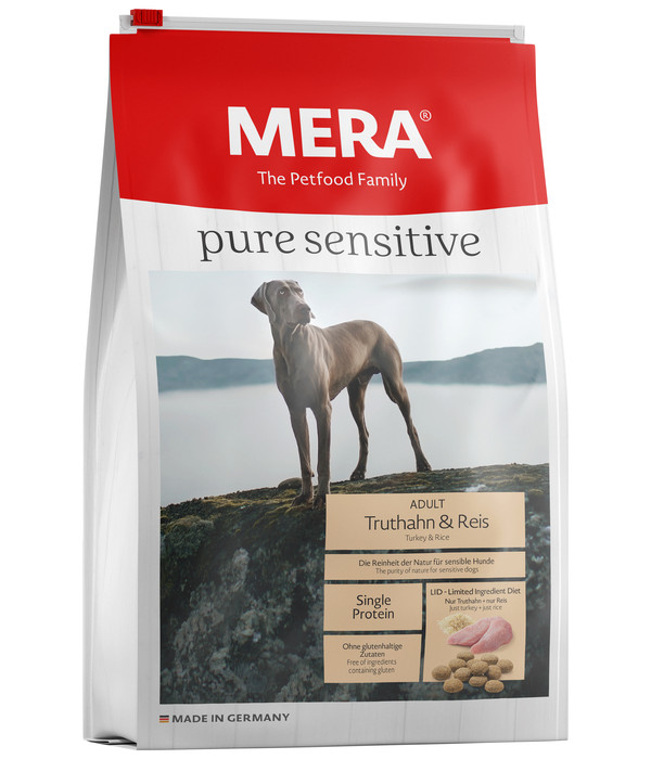 MERA® Trockenfutter für Hunde pure sensitive Adult, Truthahn & Reis