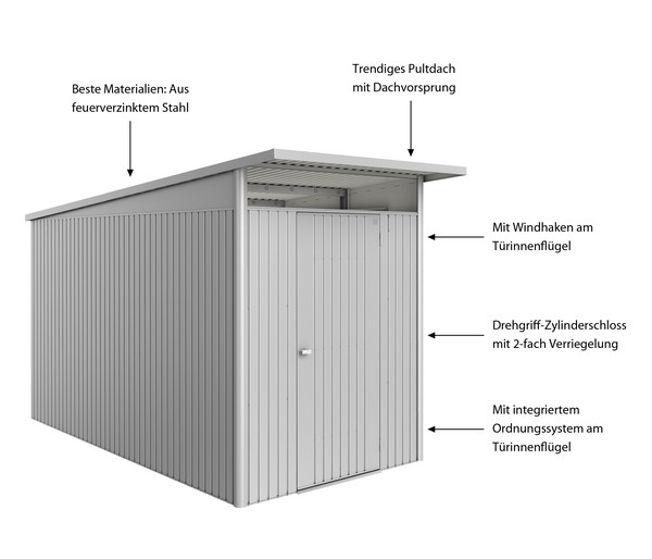 Biohort Metallgerätehaus AvantGarde ECO A4, ca. B180/H222/T380 cm