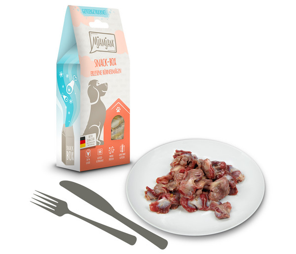 MjAMjAM® Hundesnack Snack-Box erlesene Hühnermägen, Adult, 70 g