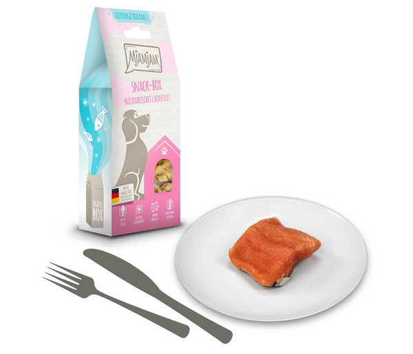 MjAMjAM® Hundesnack Snack-Box kulinarisches Lachsfilet, Adult, 100 g