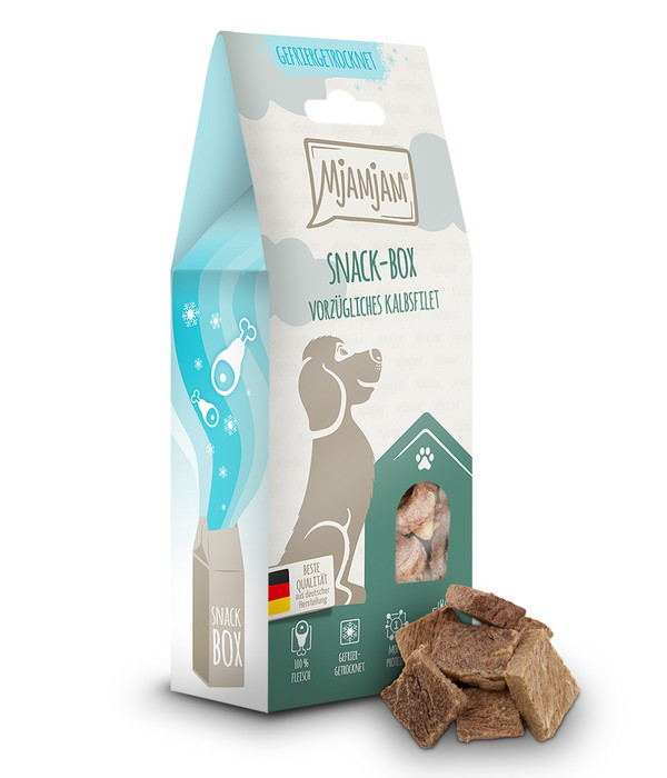 MjAMjAM® Hundesnack Snack-Box vorzügliches Kalbsfilet, Adult, 70 g