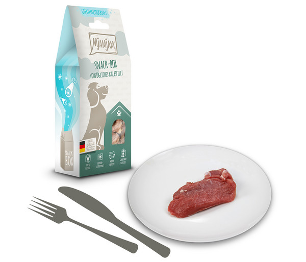 MjAMjAM® Hundesnack Snack-Box vorzügliches Kalbsfilet, Adult, 70 g