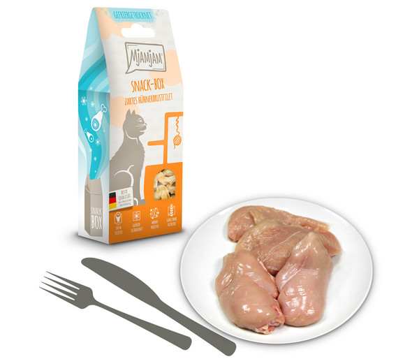 MjAMjAM® Katzensnack Snackbox zartes Hühnerbrustfilet, Adult, 40 g