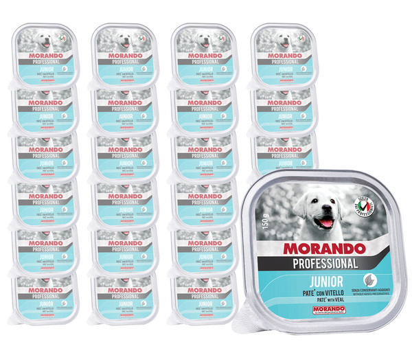 MORANDO Professional Nassfutter für Hunde Pastete Junior, Kalb, 22 x 150 g