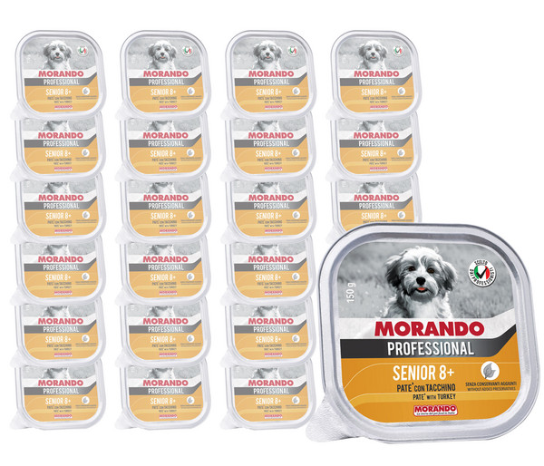 MORANDO Professional Nassfutter für Hunde Pastete Senior, Truthahn, 22 x 150 g