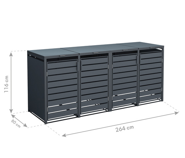 Westmann Mülltonnenverkleidung Kubus 4er Box, ca. B264/H116/T80 cm