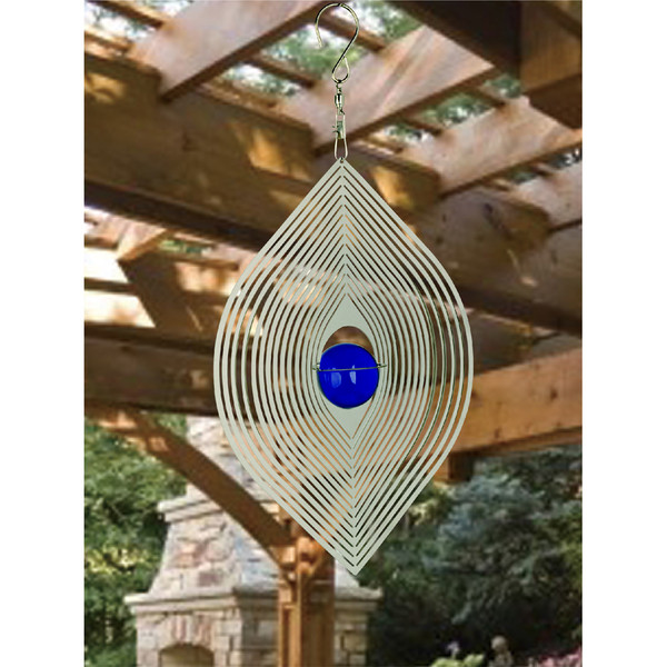 NATURE'S MELODY Windspiel Cosmo Katzenauge, 16,5 x 4,5 x 33 cm, silber/blau
