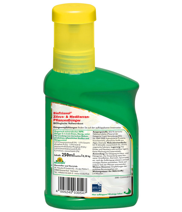 Neudorff® BioTrissol® Plus Zitrus- und Mediterran Pflanzendünger, flüssig, 250 ml