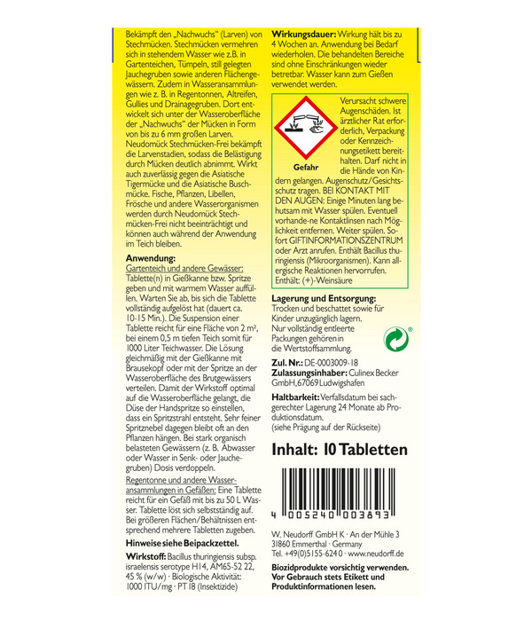 Neudorff Neudomück® Stechmücken-Frei, 10 Stk.
