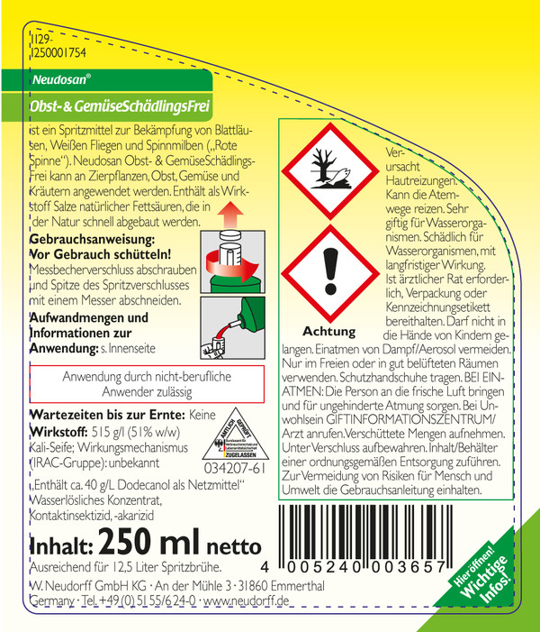 Neudorff Neudosan® Obst- & Gemüse-Schädlingsfrei, 250 ml