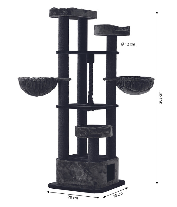 Nobby Kratzbaum Musan, schwarz, dunkelgrau, ca. B70/H203/T70 cm